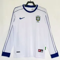 1998 Brazil White Long Sleeve Retro Soccer Jersey (长袖)