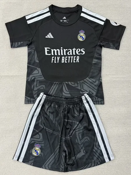 26-27 RMA Black Goalkeeper Kids Soccer Jersey