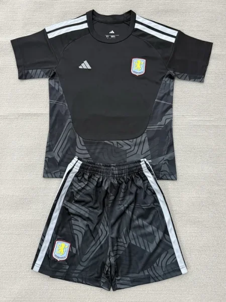 26-27 Aston Villa Black Goalkeeper Kids Soccer Jersey