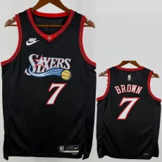 25-26 76ERS BROWN #7 Black Top Quality Hot Pressing NBA Jersey (V领)