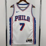 76ERS BROWN #7 White Top Quality Hot Pressing NBA Jersey (V领)