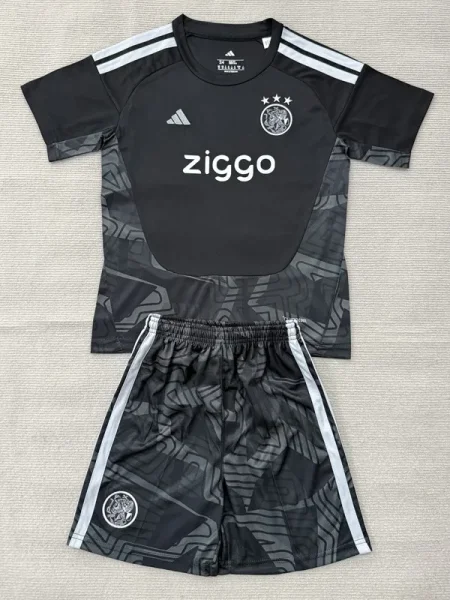 26-27 Ajax Black Goalkeeper Kids Soccer Jersey