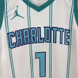 Hornets BALL #1 White Top Quality Hot Pressing NBA Jersey (Trapeze Edition) 飞人版