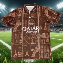 26-27 PSG Brown Special Edition Fans Training shirts (白广告)