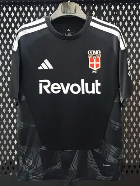 26-27 Como Black Goalkeeper Fans Soccer Jersey