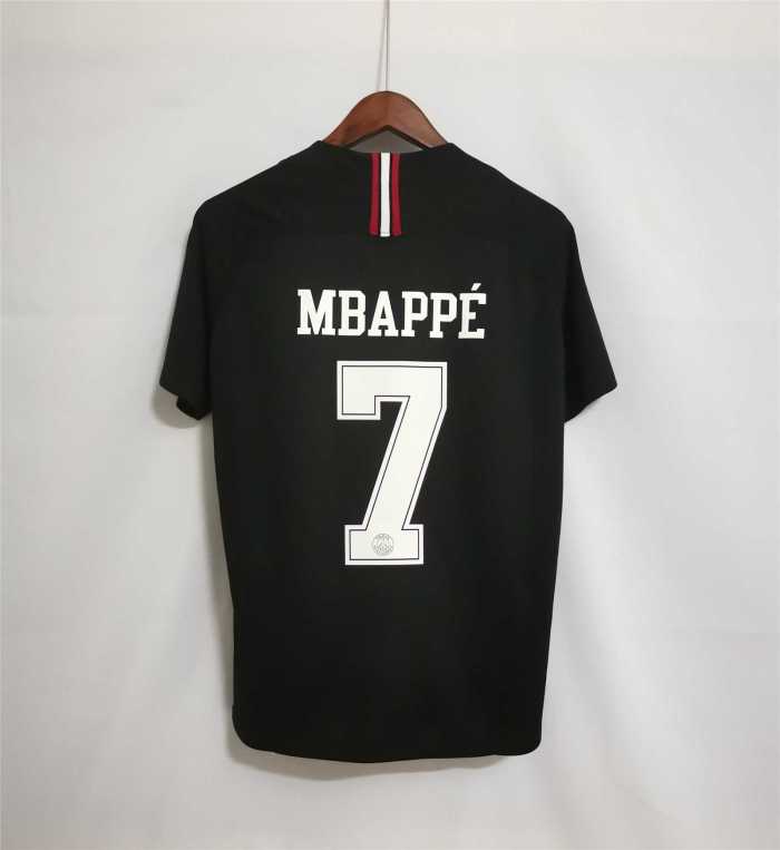 with UCL Patch Retro Jersey 2018-2019 MBAPPE 7 Jordan PSG Black Soccer Jersey Vintage Paris Football Shirt