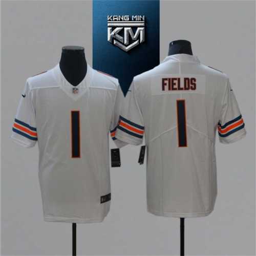 2021 Bears 1 FIELDS White NFL Jersey S-XXL Black Font
