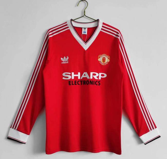 Retro Jersey 1982-1983 Long Sleeve Manchester United Home Soccer Jersey Vintage Football Shirt