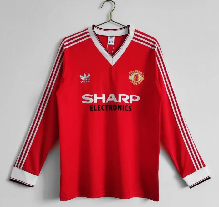 Retro Jersey 1982-1983 Long Sleeve Manchester United Home Soccer Jersey Vintage Football Shirt