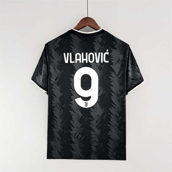 Retro Jersey 2022-2023 Juventus VLAHOVIC 9 Away Black Soccer Jersey