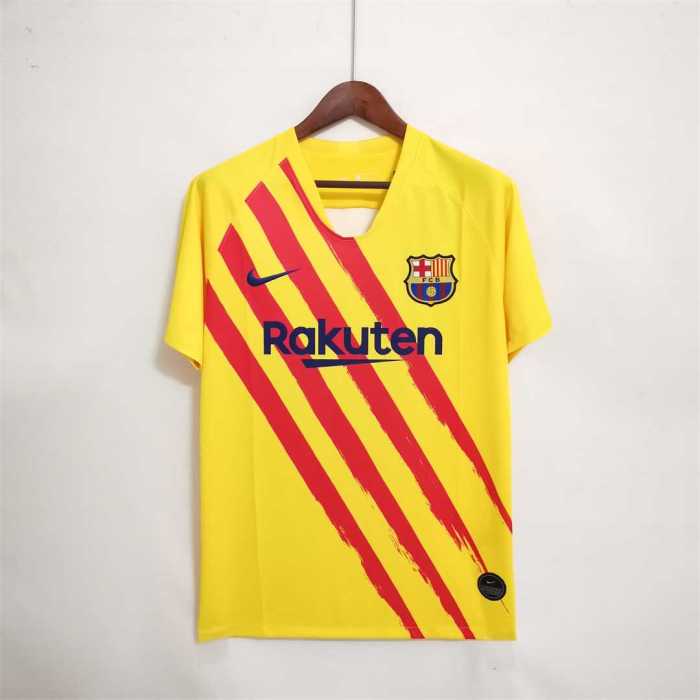 Retro Jersey 2019-2020 Barcelona 4th Away Yellow Soccer Jersey Vintage Football Shirt