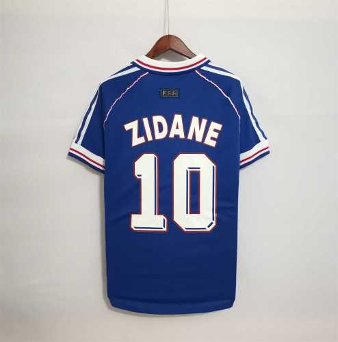 with Front Lettering Retro Jersey 1998 France ZIDANE 10 Home Soccer Jersey