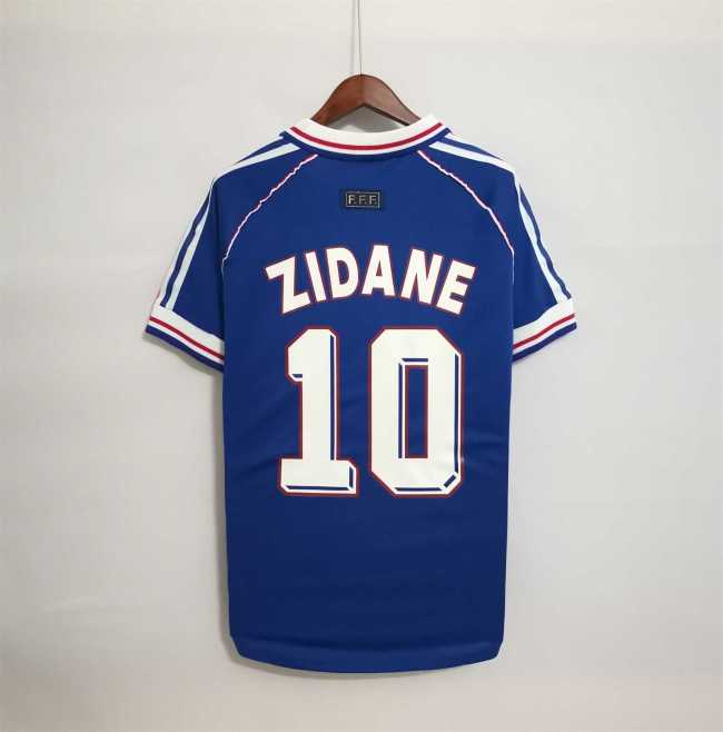 with Front Lettering Retro Jersey 1998 France ZIDANE 10 Home Soccer Jersey