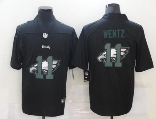 Eagles 11 Carson Wentz Black Shadow Logo Limited Jersey
