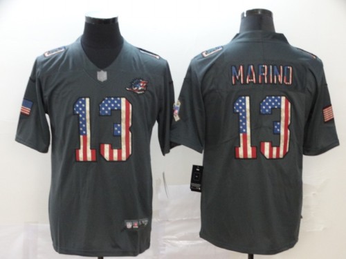 Miami Dolphins 13 MARINO  2019 Black Salute To Service USA Flag Fashion Limited Jersey