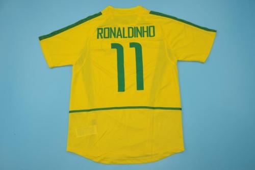 Retro Jersey 2002 Brazil RONALDINHO 11 Home Soccer Jersey