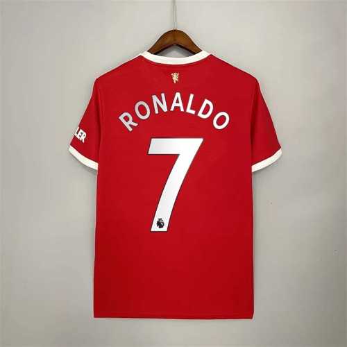 with EPL Lettering Retro Jersey Fans Version 2021-2022 Manchester United RONALDO 7 Home Soccer Jersey
