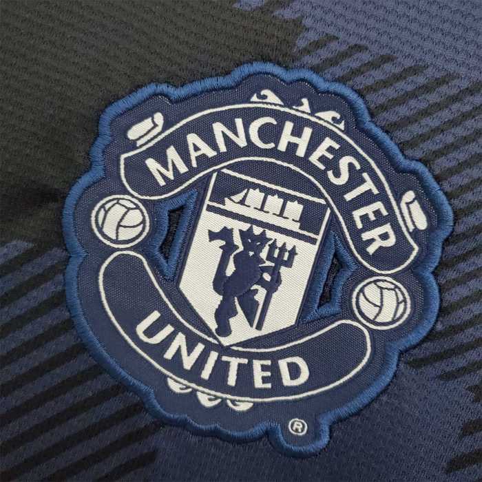 Retro Jersey 2013-2014 Manchester United Third Away Blue Soccer Jersey Vintage Football Shirt