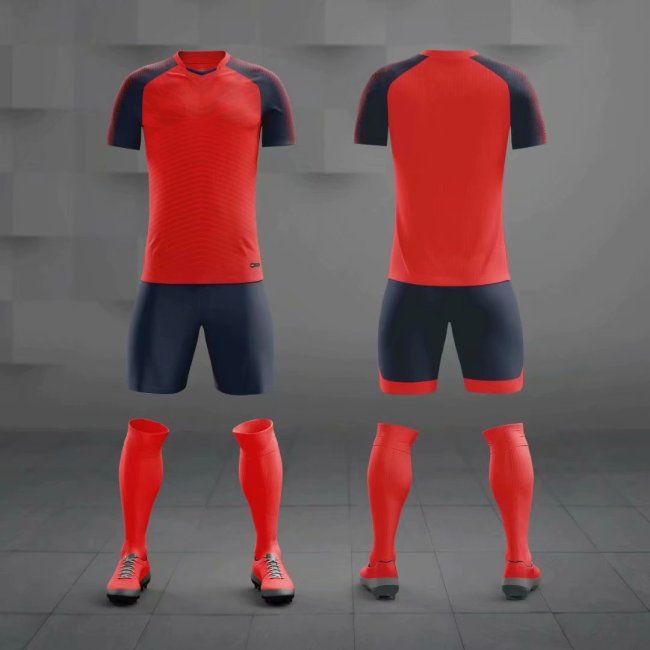 M8601 Red Tracking Suit Adult Uniform Soccer Jersey Shorts