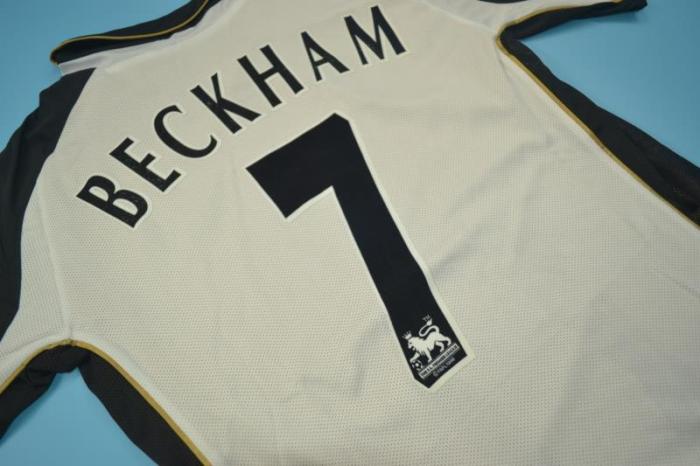 Retro Jersey Manchester United 7 BECKHAM 100th Anniversary White/Gold Reversible Soccer Jersey