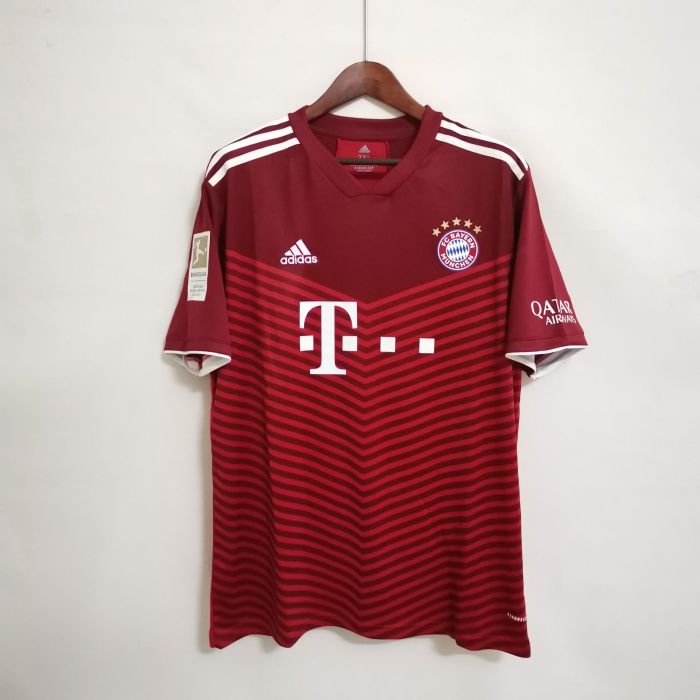 with Bundesliga Patch Retro Jersey 2021-2022 Bayern Munich Home Soccer Jersey Vintage Football Shirt