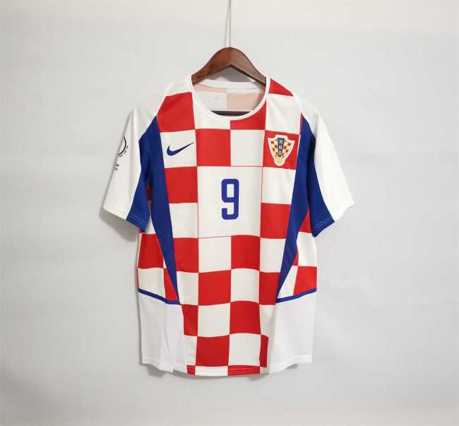 with Sleeve Printing Retro Jersey 2002 Croatia Home Soccer Jersey
