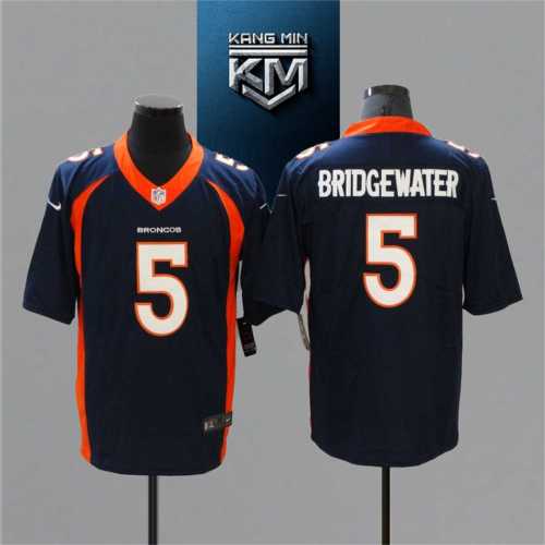 2021 Broncos 5 BRIDGEWATER Blue NFL Jersey S-XXL White Font