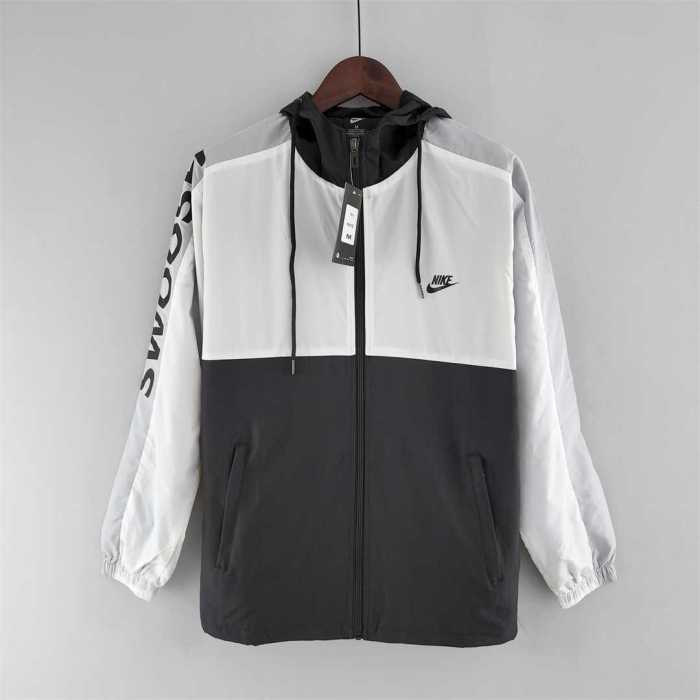 Nk White/Black Soccer Windbreaker Jacket