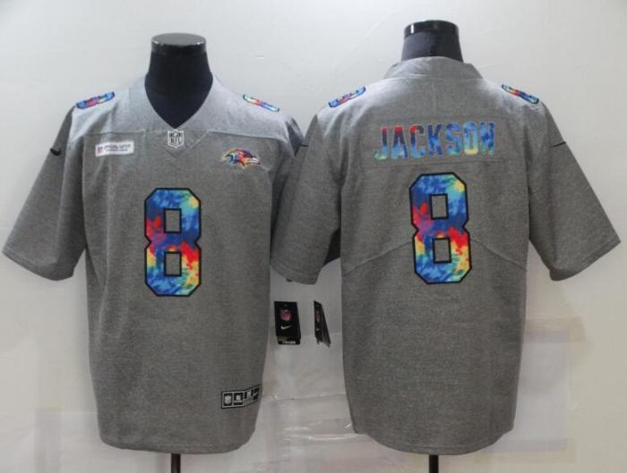 Baltimore Ravens 8 JACKSON Grey Vapor Untouchable Rainbow Limited Jersey