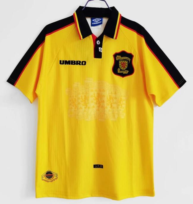 Retro Jersey 1996-1998 Scotland Away Yellow Soccer Jersey Vintage Football Shirt