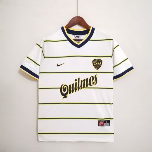 Retro Jersey 1999 Boca Juniors Away White Soccer Jersey Boca Vintage Football Shirt