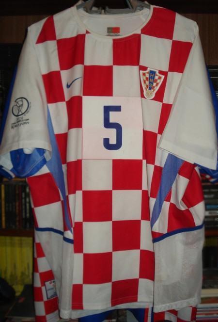with Sleeve Printing Retro Jersey 2002 Croatia 5 RAPAIC Home White/Red Soccer Jersey