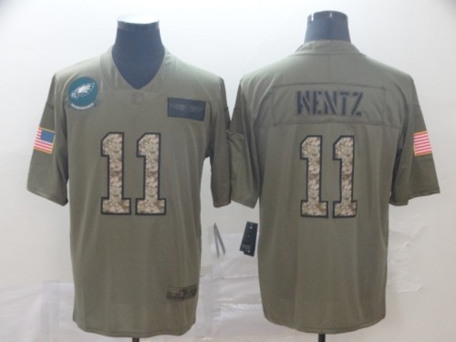 Philadelphia Eagles 11 Carson Wentz 2019 Olive Camo Salute To Service Limited Jersey