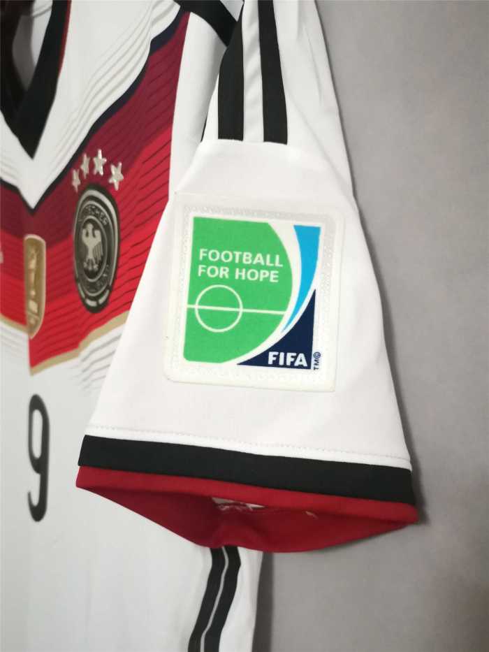 with 4 Stars+Golden FIFA+World Cup Patch Retro Jersey 2014 Germany GOTZE 19 Home Soccer Jersey