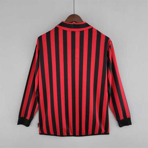 Retro Jersey Long Sleeve 1999-2000 Ac Milan Home Soccer Jersey Vintage Football Shirt