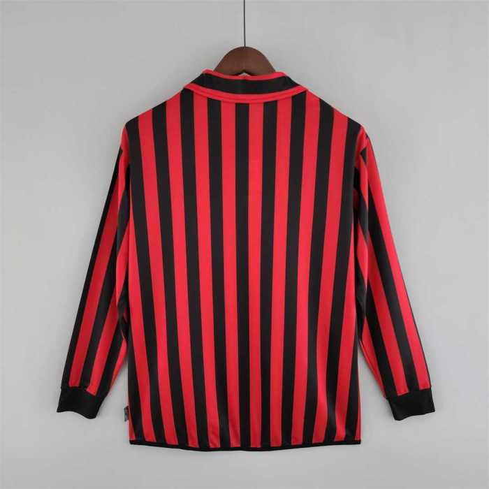 Retro Jersey Long Sleeve 1999-2000 Ac Milan Home Soccer Jersey Vintage Football Shirt