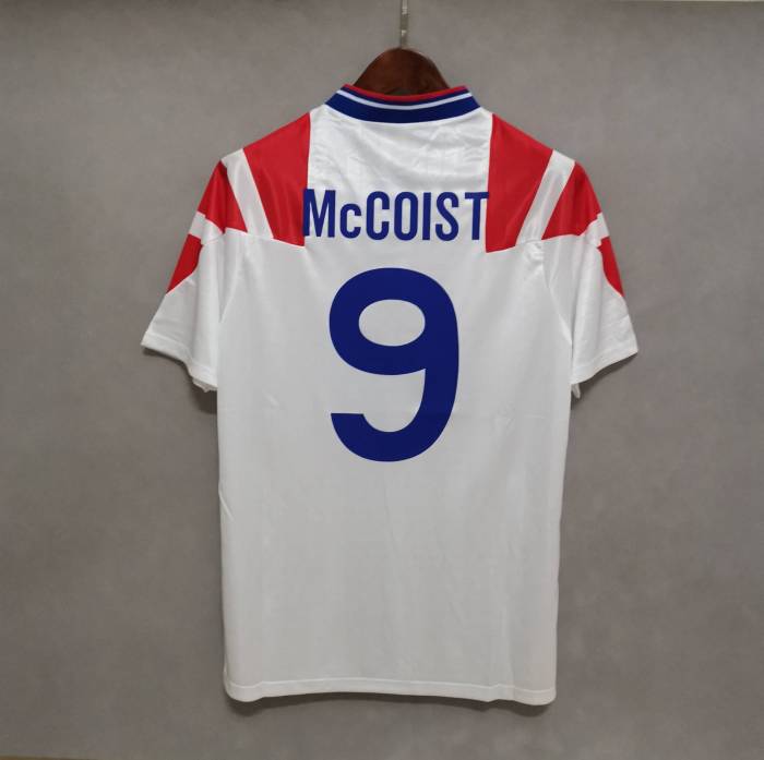 Retro Jersey 1992-1994 Rangers 9 McCOIST Away White Soccer Jersey