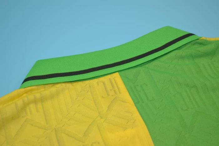 with EPL Patch Retro Jersey 1992-1994 Manchester United Away Yellow/Green Soccer Jersey Vintage Football Shirt