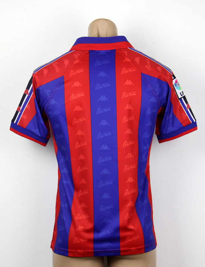 with LFP Patch Retro Jersey 1996-1997 Barcelona Home Soccer Jersey Vintage Football Shirt
