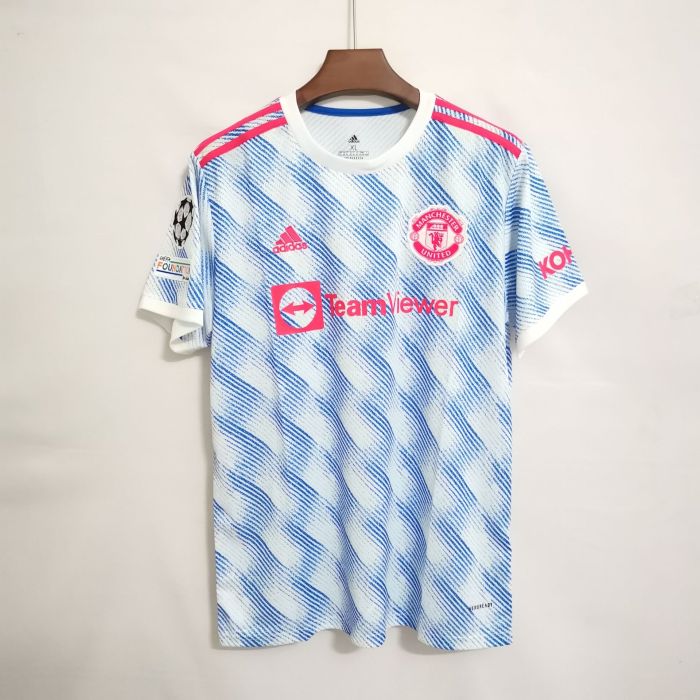 with UCL Patch Retro Jersey Fans Version 2021-2022 Manchester United BEKRA 20 Away Soccer Jersey