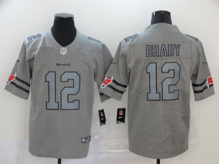 Tampa Bay Buccaneers 12 TOM BRADY 2020 Gray Gridiron Gray Vapor Untouchable Limited Jersey
