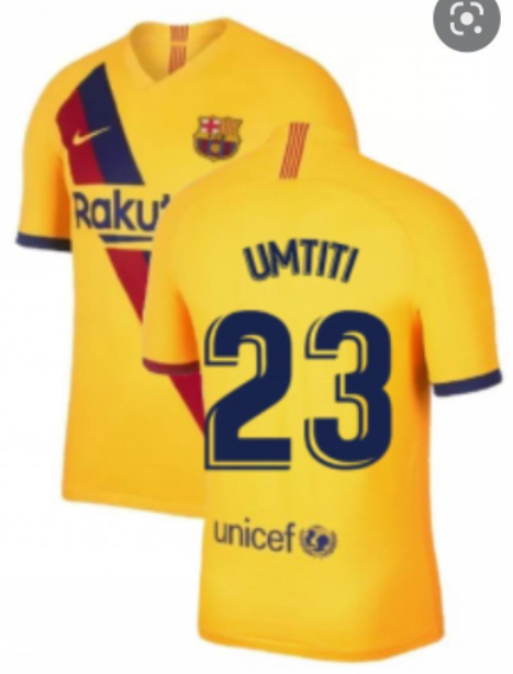 Retro Jersey 2019-2020 Barcelona 23 UMTITI Away Yellow Soccer Jersey Vintage Football Shirt