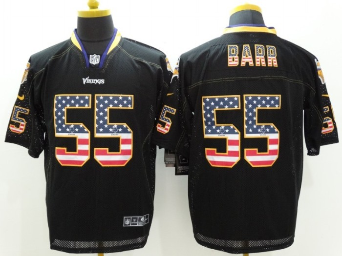 Minnesota Vikings 55 BARR Black USA Flag NFL Jersey