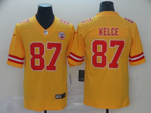 Kansas City Chiefs 87 Travis Kelce Gold Inverted Legend Limited Jersey