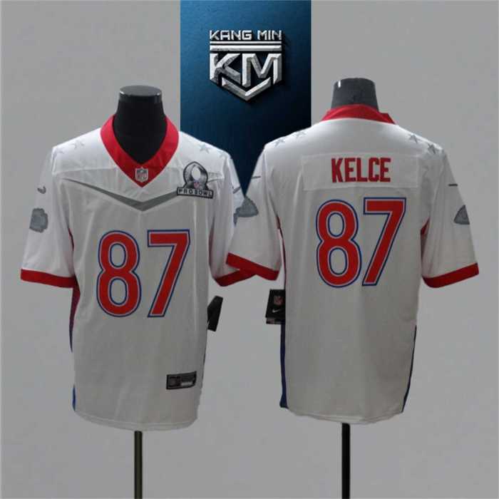 2022 Pro Bowl 87 KELCE WHITE NFL Jersey S-XXL RED Font