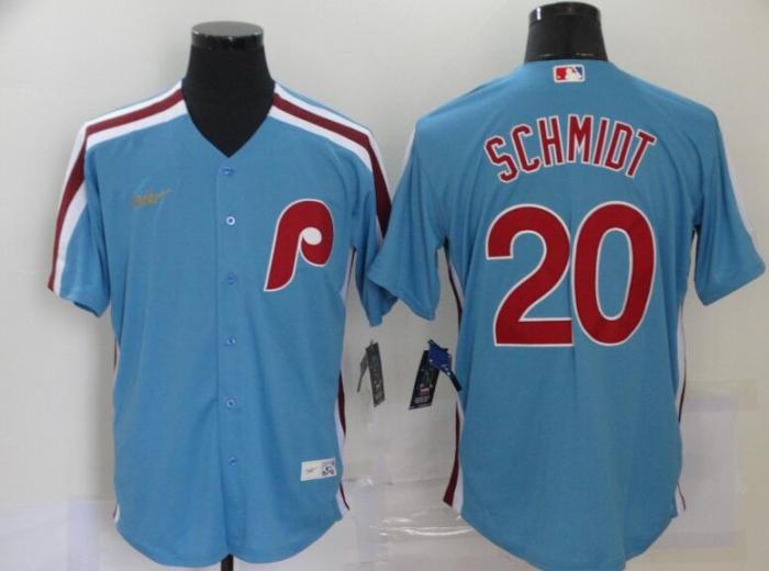 Philadelphia Phillies 20 SCHMIDT Blue Retro Cool Base Jersey