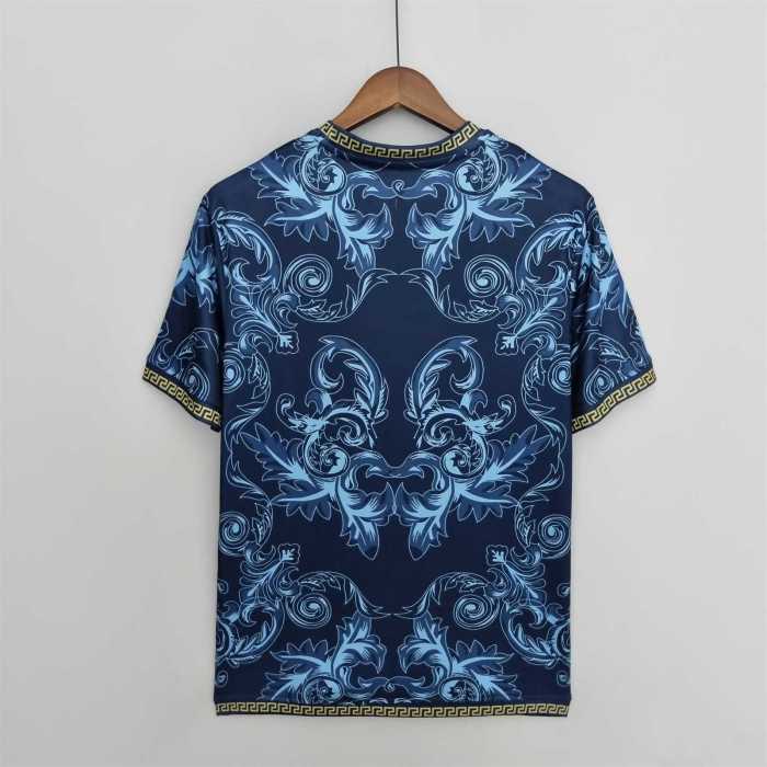 Fans Version 2022 Italy x Versace Blue Soccer Jerjsey