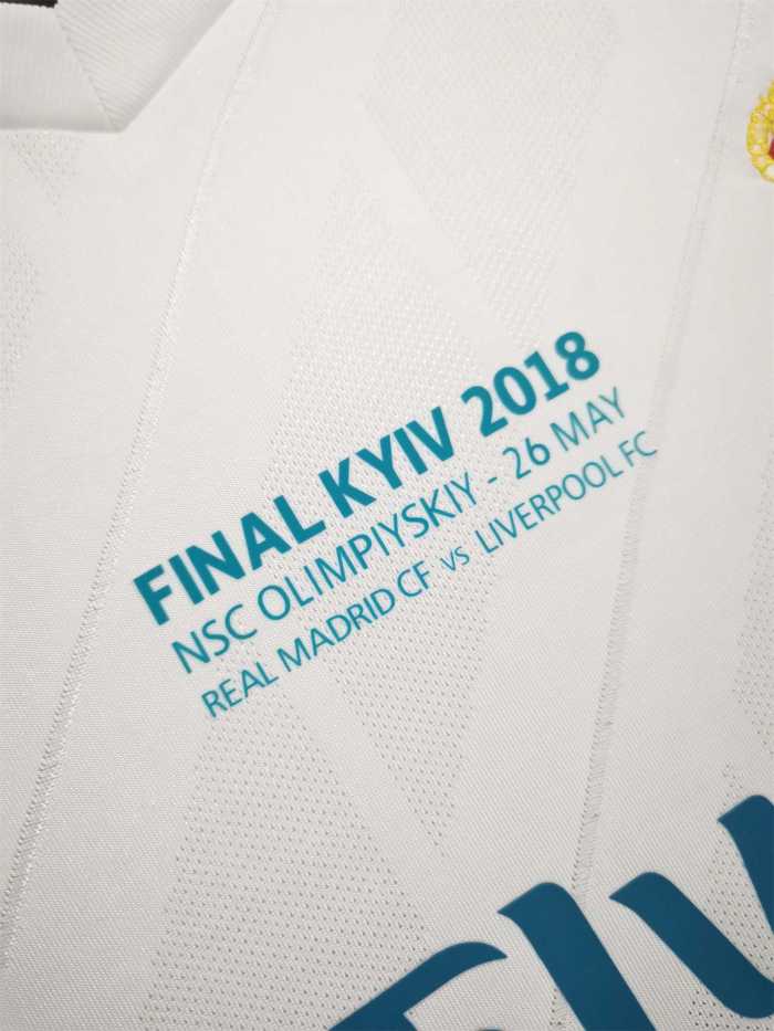 with Front Lettering+Front Patch+UCL Patch Long Sleeve Retro Jersey 2017-2018 Real Madrid MODRIC 10 Home UCL Final Soccer Jersey
