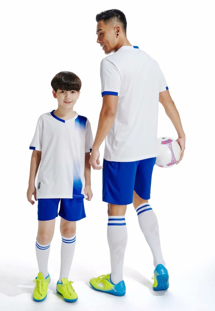 D8817 White Youth Set Adult Uniform Blank Soccer Training Jersey Shorts