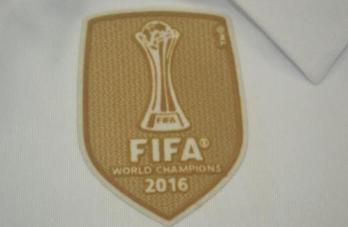 with UCL+Front Patch Long Sleeve Retro Jersey 2016-2017 Real Madrid Home Soccer Jersey